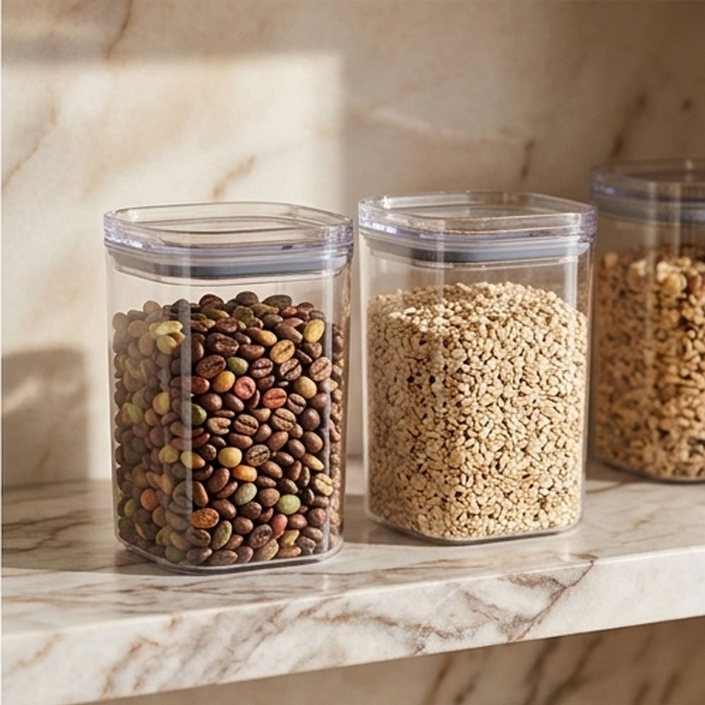 12 Pieces Clear Acrylic Kitchen Storage Container Canister Set Airtight Lids - Image 3