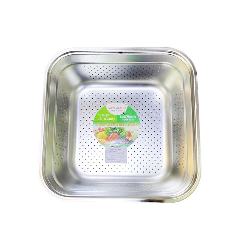 RAYLAMON Stainless Steel Square Colander Strainer Basket for Fruit Vegetables - Image 4