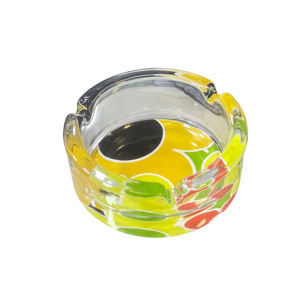 Thick Crystal Glass Ashtray with Printed Patterned Base for Home and Office - Image 2