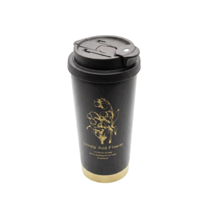 Stainless Steel Thermal Coffee Travel Mug Vacuum Insulated Tumbler Black Gold