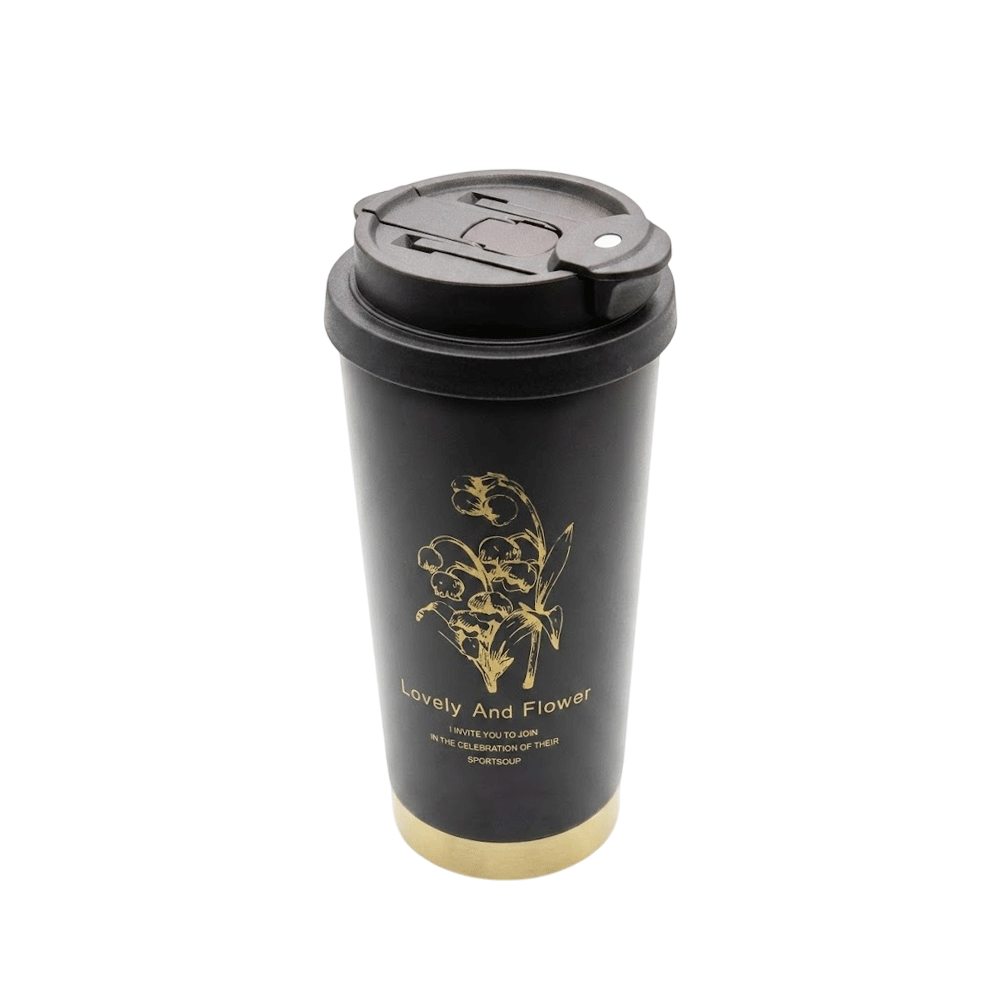 Stainless Steel Thermal Coffee Travel Mug Vacuum Insulated Tumbler Black Gold