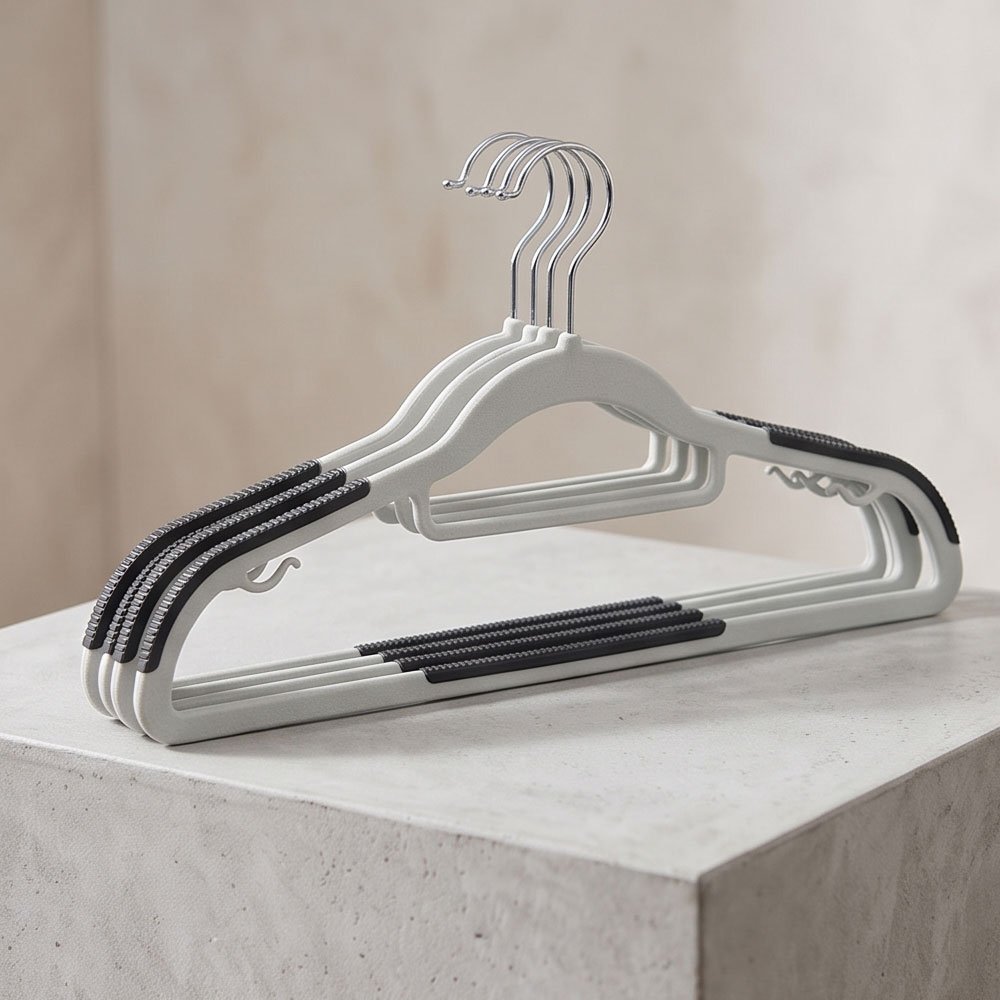 Heavy Duty Plastic Clothes Hangers Non Slip Rubber Grips Rotating Hook Gray - Image 4