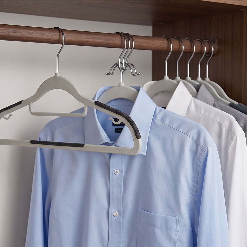 Heavy Duty Plastic Clothes Hangers Non Slip Rubber Grips Rotating Hook Gray - Image 3