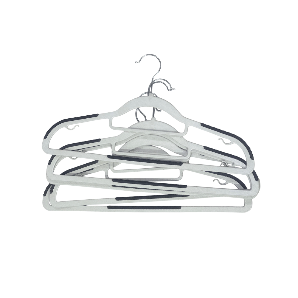 Heavy Duty Plastic Clothes Hangers Non Slip Rubber Grips Rotating Hook Gray