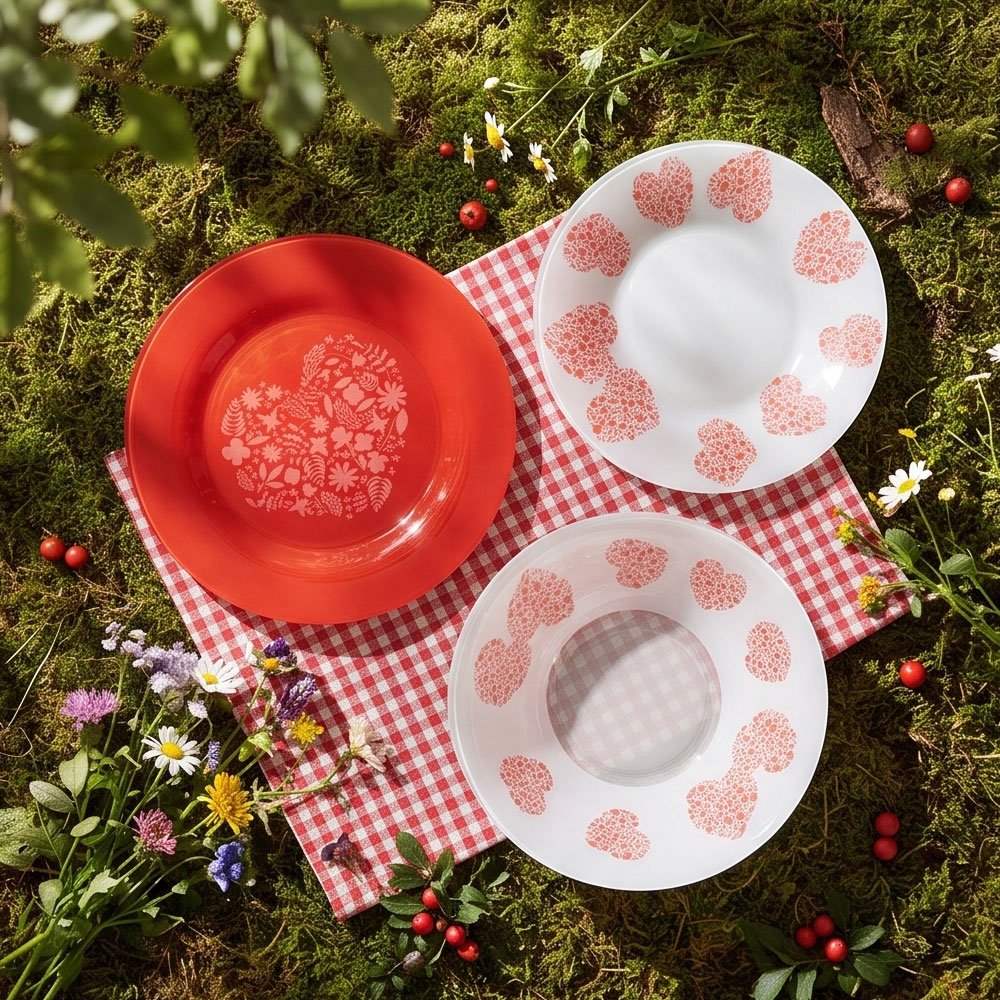 Arcopirax 52-Piece Colorful Dinner Set with Modern Heart Designs for Dining Table - Image 3