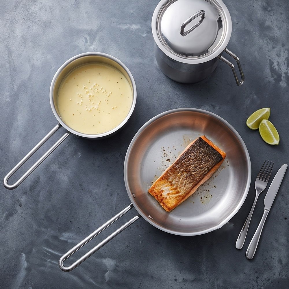 Alpha 14-Piece Silver Stainless Steel Cookware Set for Modern Kitchen Cooking - Image 2