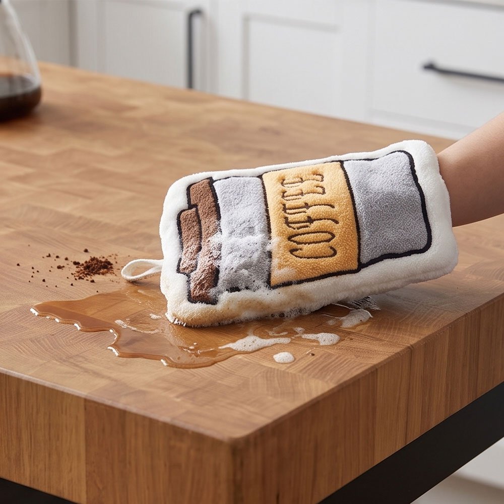Microfiber Kitchen Cleaning Glove Mitt Super Absorbent Coffee Cup Shape Cloth - Image 4