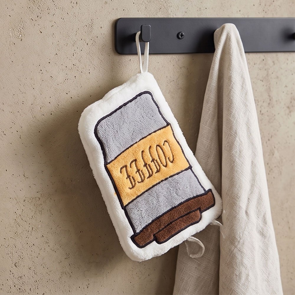 Microfiber Kitchen Cleaning Glove Mitt Super Absorbent Coffee Cup Shape Cloth - Image 2